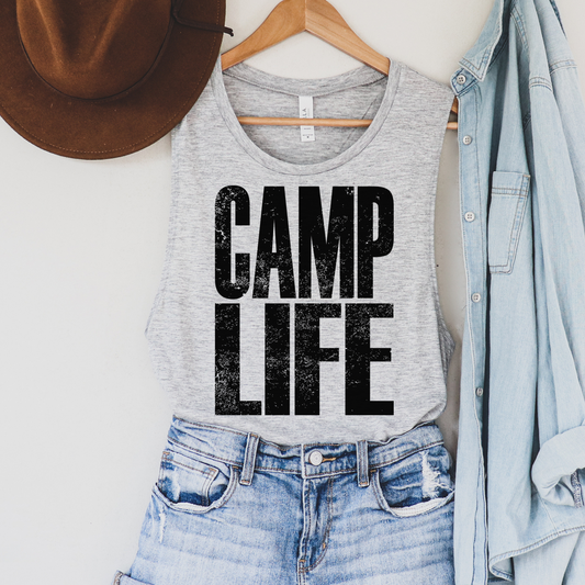 Camp Life Black Summer Tank Top