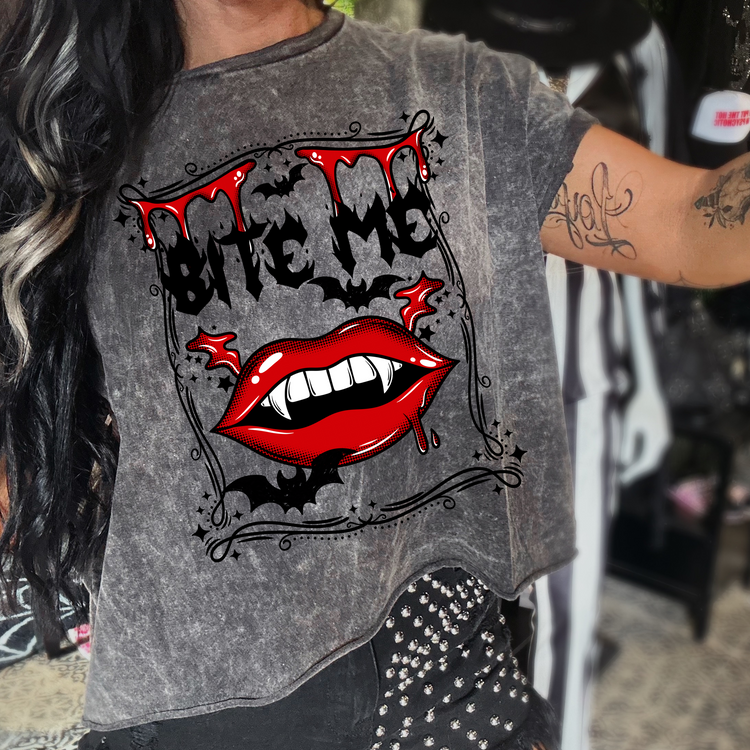 Bite Me Mineral Washed Halloween Tee