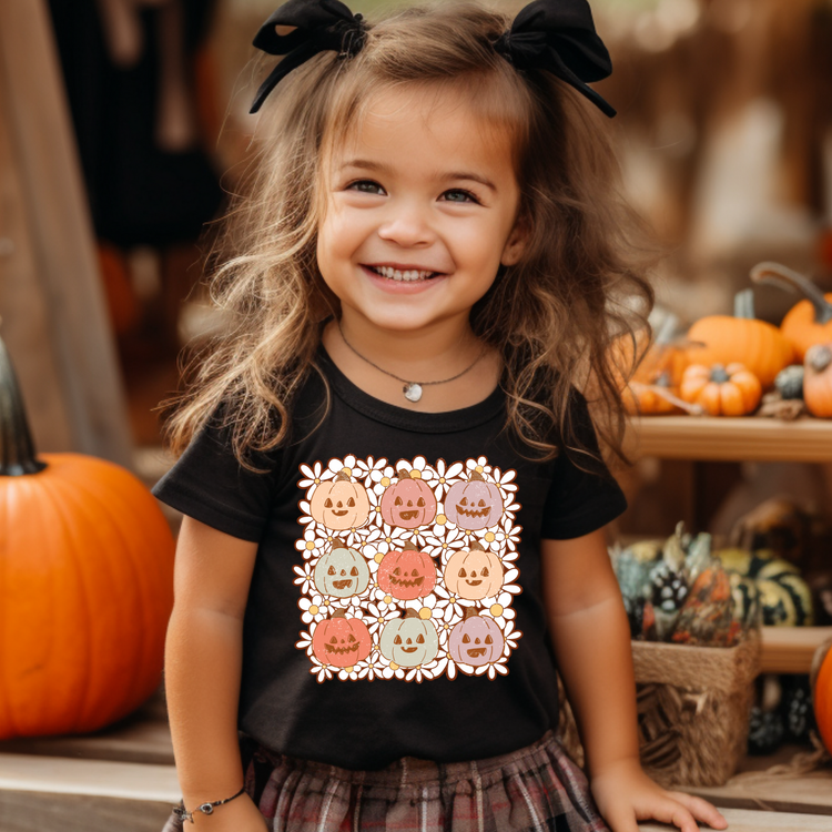 Pumpkin Floral Fall Kids Graphic Tee