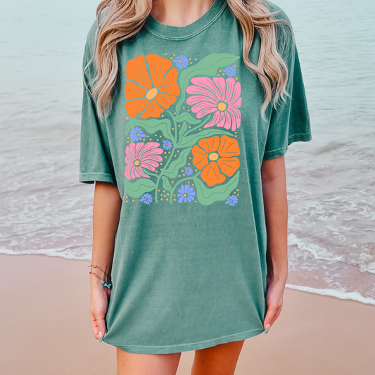 Floral Summer Comfort Colors Graphic Tee