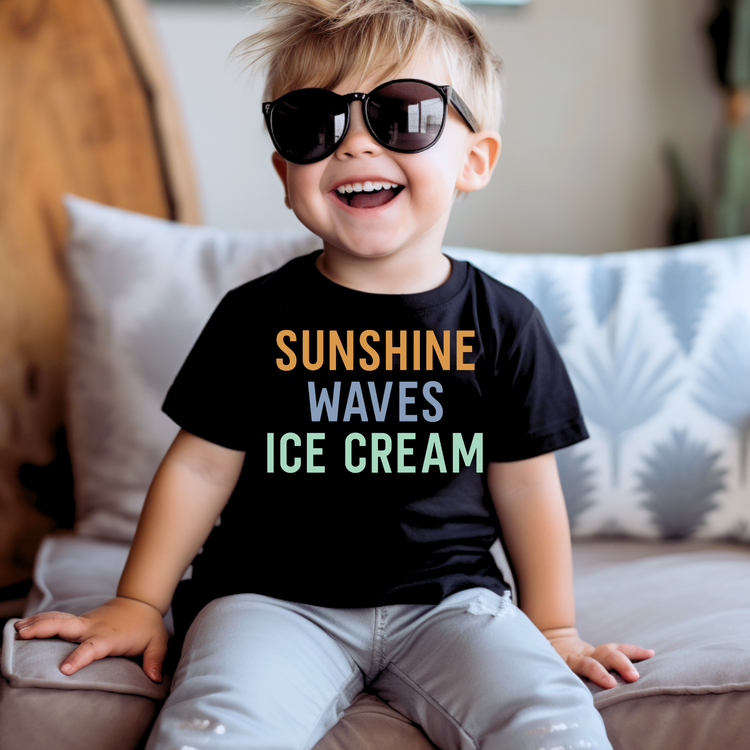 Sunshine Waves Icecream blue Kid Summer Graphic Tee