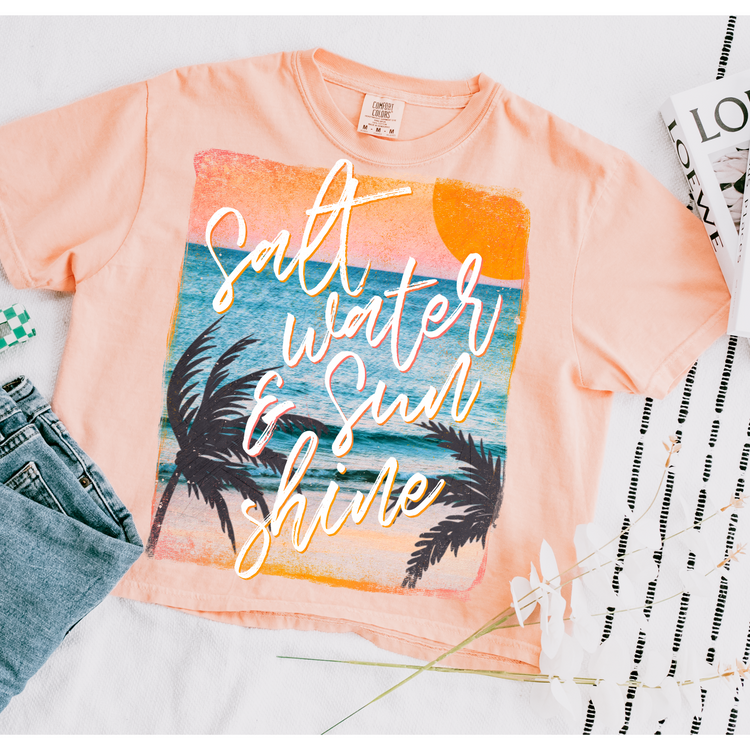 Salt Water & Sunshine Cropped Comfort Colors Graphic Tee