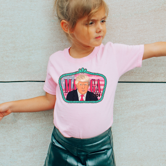 Western Trump Maga Kids Political Graphic Tee