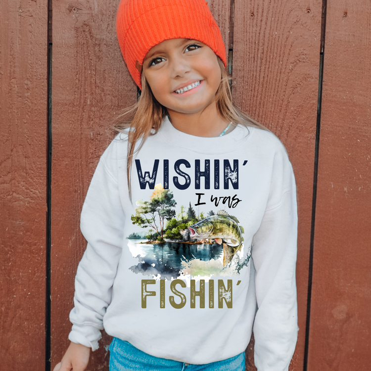 Kids Wishin' I Was Fishin' Sweatshirt