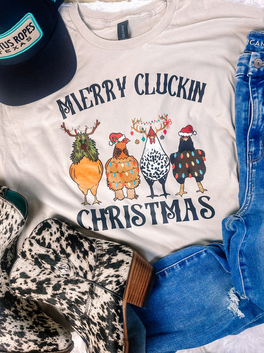 Merry Clucking Christmas Graphic Tee