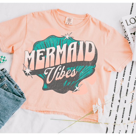 Mermaid Vibes Cropped Comfort Colors Graphic Tee