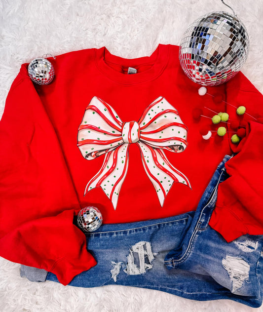 Christmas Coquette Bow Cake Sweatshirt