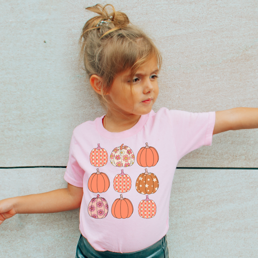 Pumpkin Floral Fall Kids Graphic Tee