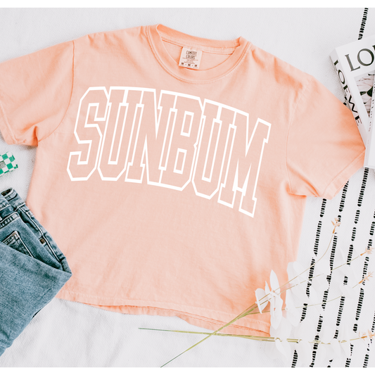 Sunbum White Cropped Comfort Colors Graphic Tee