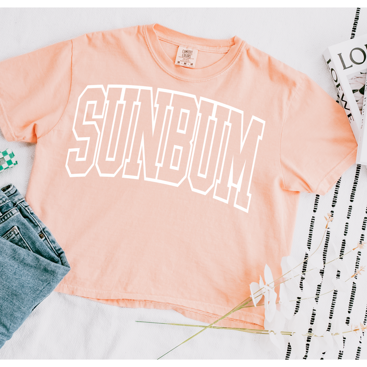 Sunbum White Cropped Comfort Colors Graphic Tee