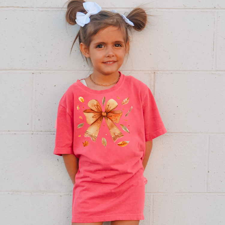 Fall Bow Comfort Colors Youth Fall Graphic Tee