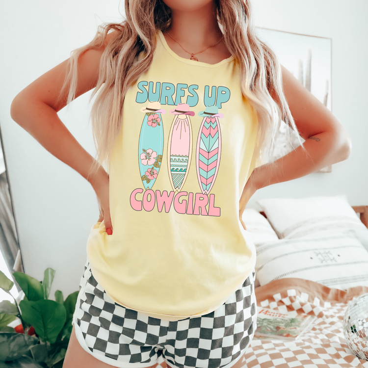 Surfs Up Cowgirl Comfort Colors Tank Top