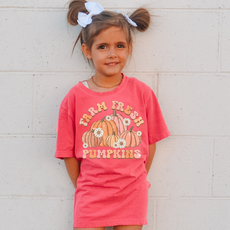 Farm Fresh Pumpkins Comfort Colors Youth Fall Graphic Tee