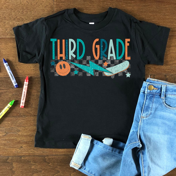 Third Grade Checkered Kids Graphic Tee