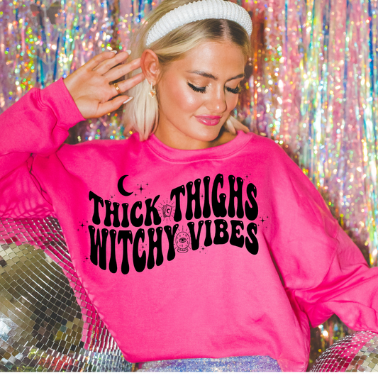 Thicks Thighs Witchy Vibes Halloween Sweatshirt