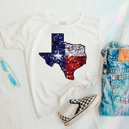 Faux Sequins Texas Kids Political Graphic Tee