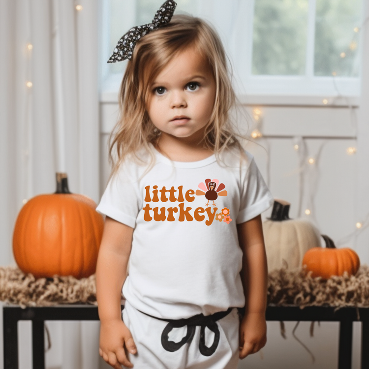 Little Turkey Fall Kids Graphic Tee