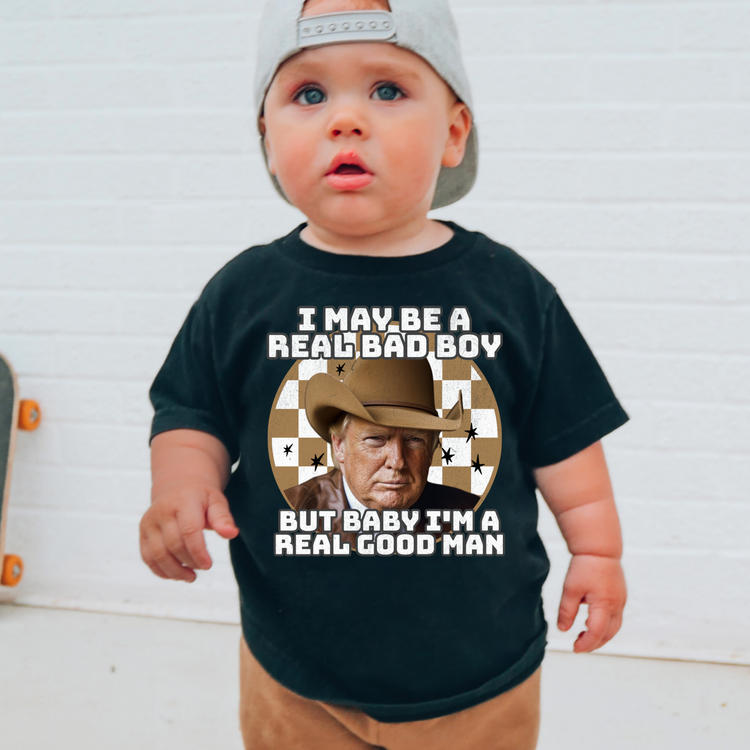 I May Be A Real Bad Boy Kids Political Graphic Tee