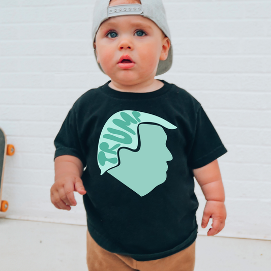 Trump Silhouette Teal Kids Political Graphic Tee