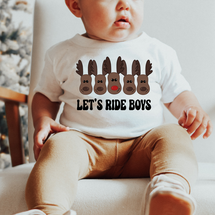 Lets Ride Boys Christmas Kids Graphic Tee