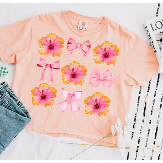 Bows and Flowers Cropped Comfort Colors Graphic Tee