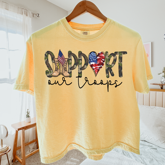 Support Our Troops Comfort Colors Graphic Tee