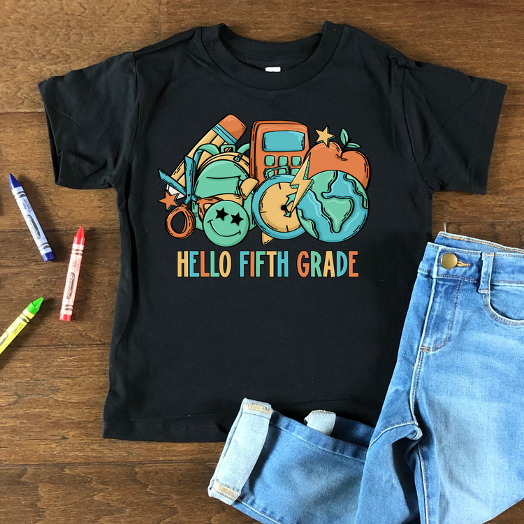 Hello Fifth Grade Kids Graphic Tee