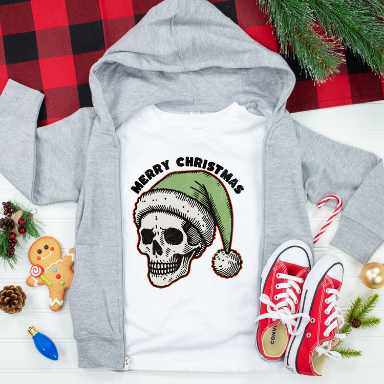 Merry Christmas Skull Kids Graphic Tee