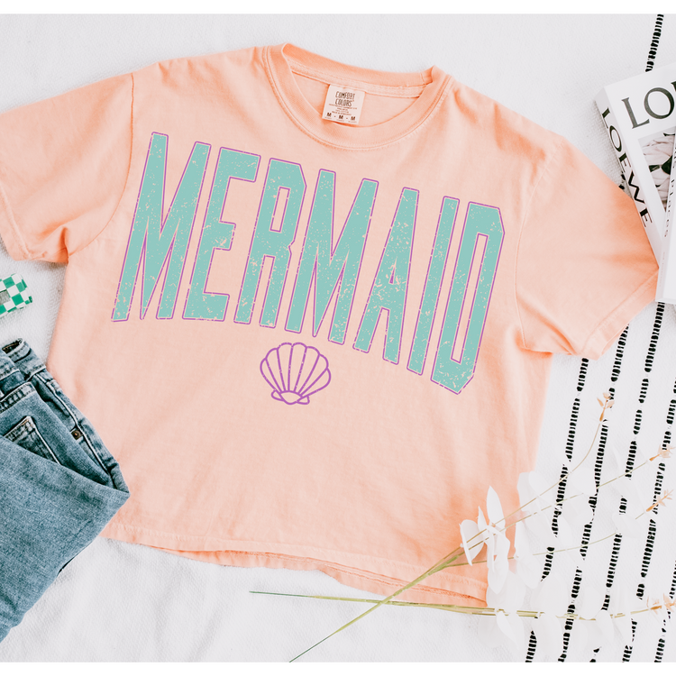 Mermaid Cropped Comfort Colors Graphic Tee