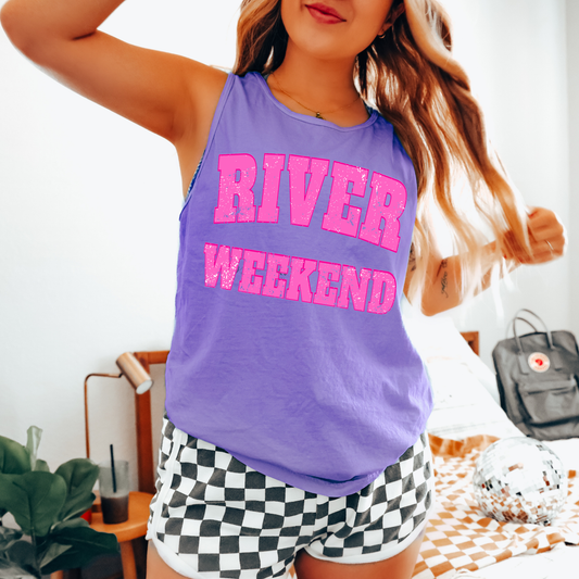 River Weekend Comfort Colors Tank Top