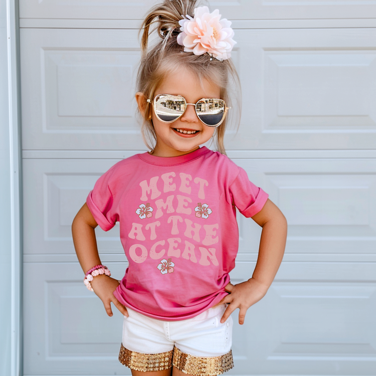 Meet Me At The Ocean Kids Summer Graphic Tee