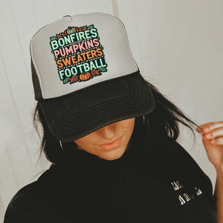 Bonfires Pumpkins Sweaters Football Otto Trucker Hat