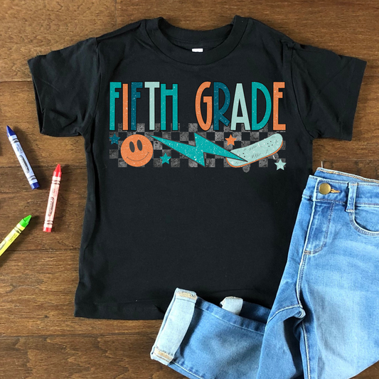 Fifth Grade Checkered Kids Graphic Tee