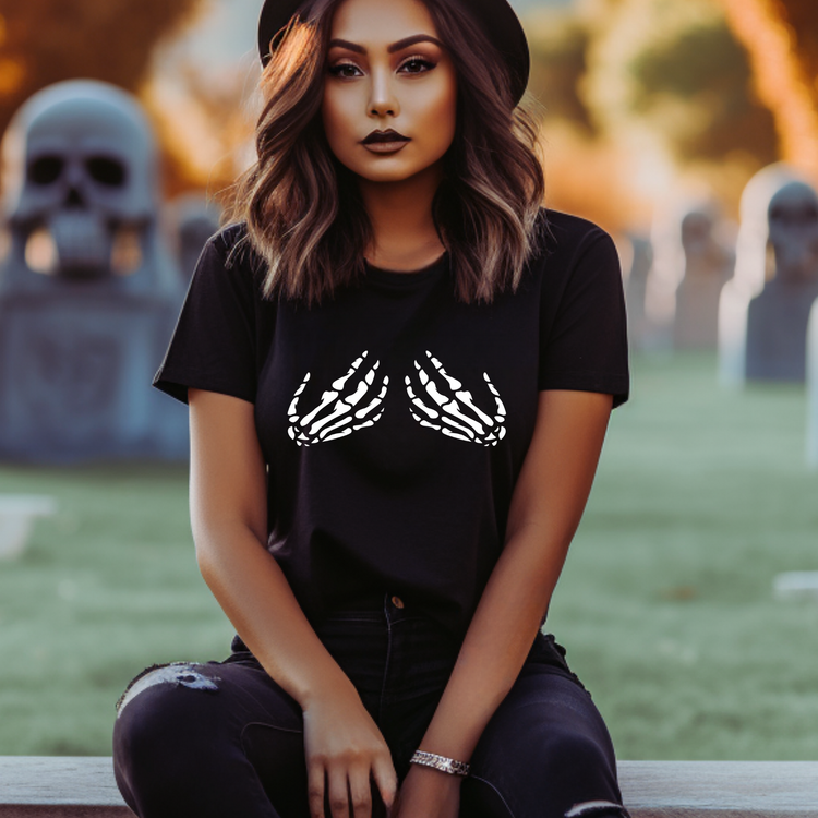 Skeleton Hands Adult Graphic Tee