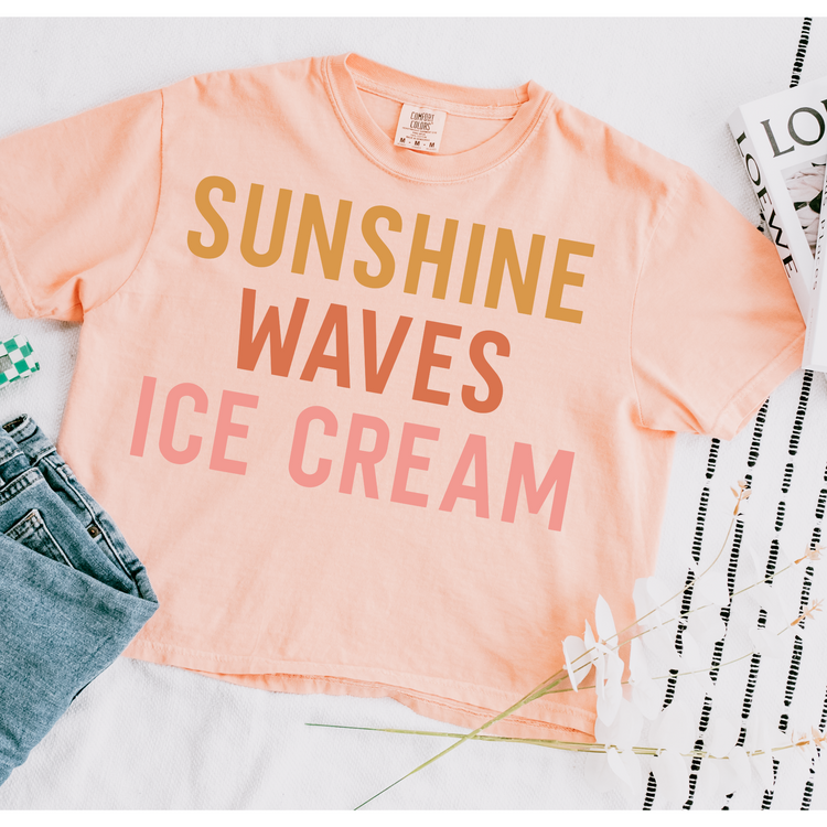 Sunshine Waves Icecream Cropped Comfort Colors Graphic Tee