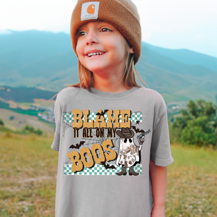 Blame It On My Boos Comfort Colors Youth Halloween Graphic Tee