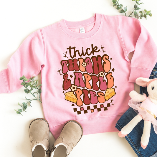 Thick Thighs And Apple Pies Kids Sweatshirt