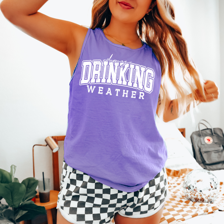 Day Drinking White Comfort Colors Tank Top