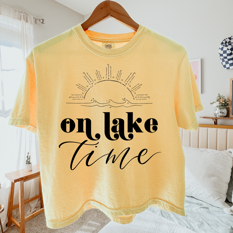 On Lake Time Cropped Comfort Colors Graphic Tee