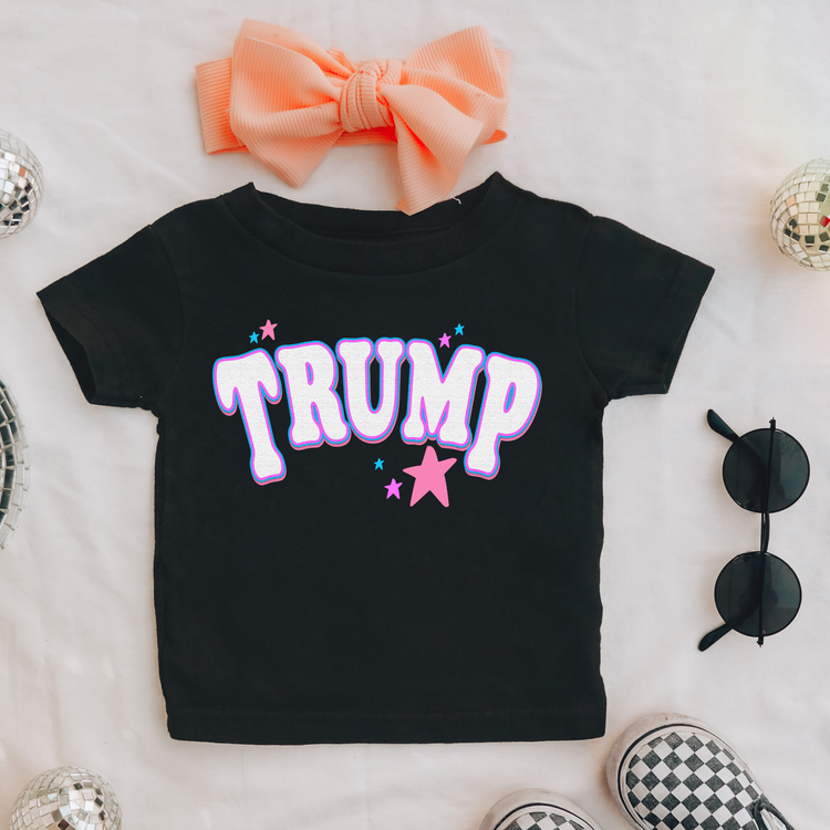 Pink Stars Trump Kids Political Graphic Tee