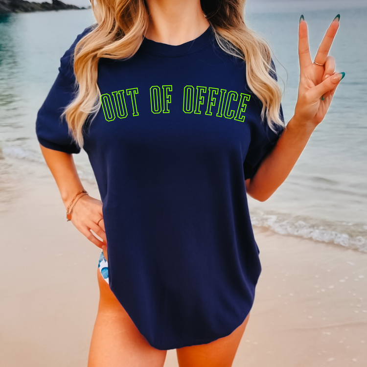 Out Of Office Green Summer Comfort Colors Graphic Tee