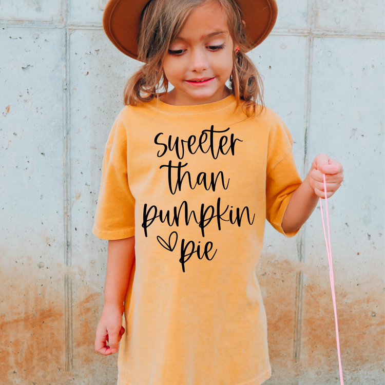 Sweeter Than Pumpkin Pie Comfort Colors Youth Fall Graphic Tee