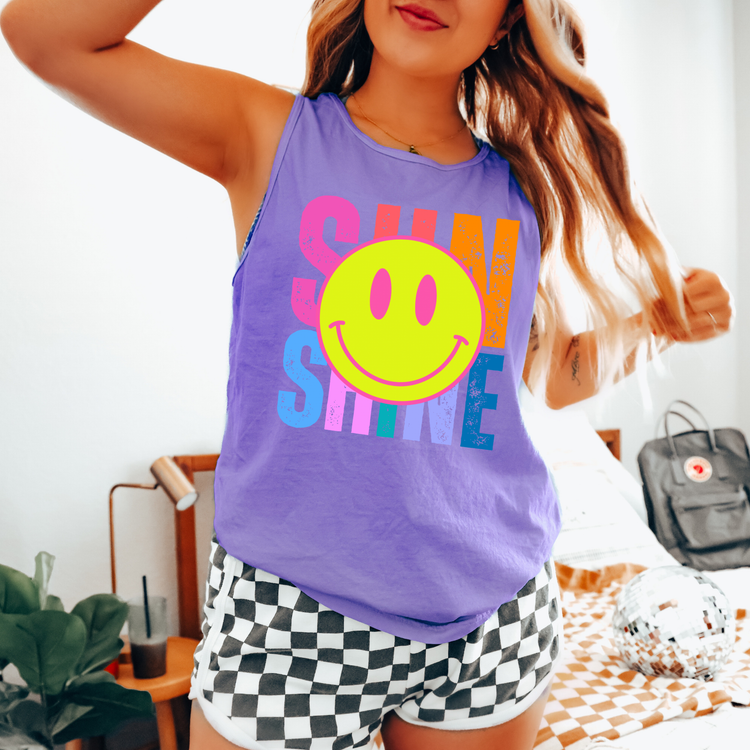 Sun Shine Smiley Comfort Colors Tank Top