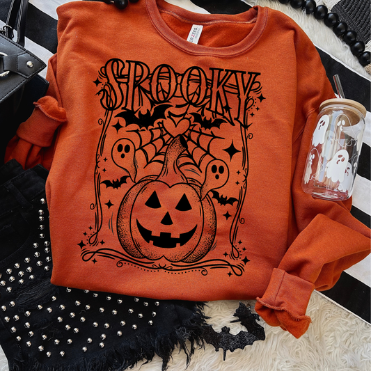 Spooky Black Outline Halloween Sweatshirt