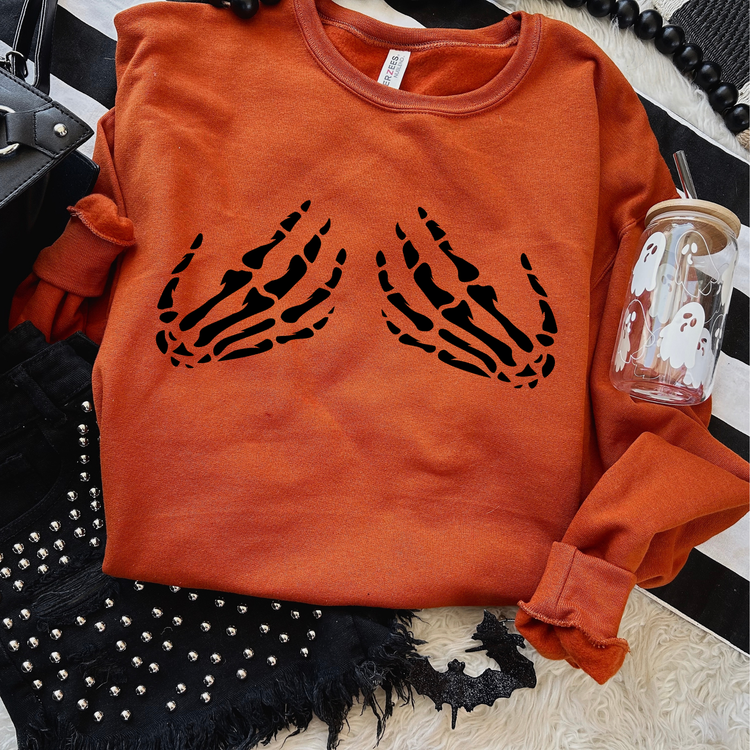 Black Skeleton Hands Halloween Sweatshirt