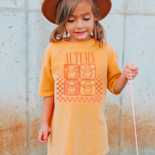 Checkered Smiley Hats Comfort Colors Youth Fall Graphic Tee