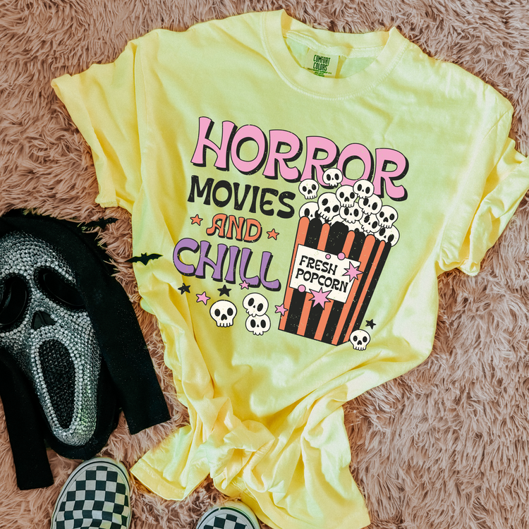 Horror Movies And Chill Comfort Colors Graphic Tee