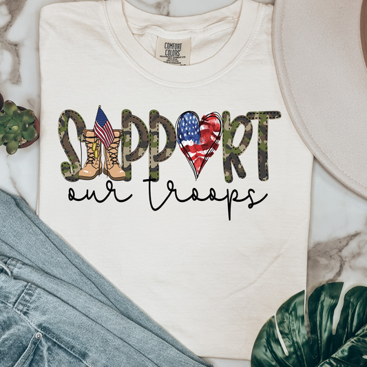 Support Our Troops Comfort Colors Graphic Tee