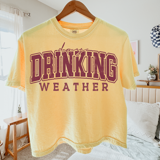 Day Drinking Weather Cropped Comfort Colors Graphic Tee