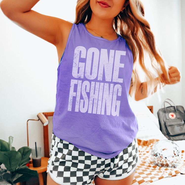 Gone Fishing Comfort Colors Tank Top